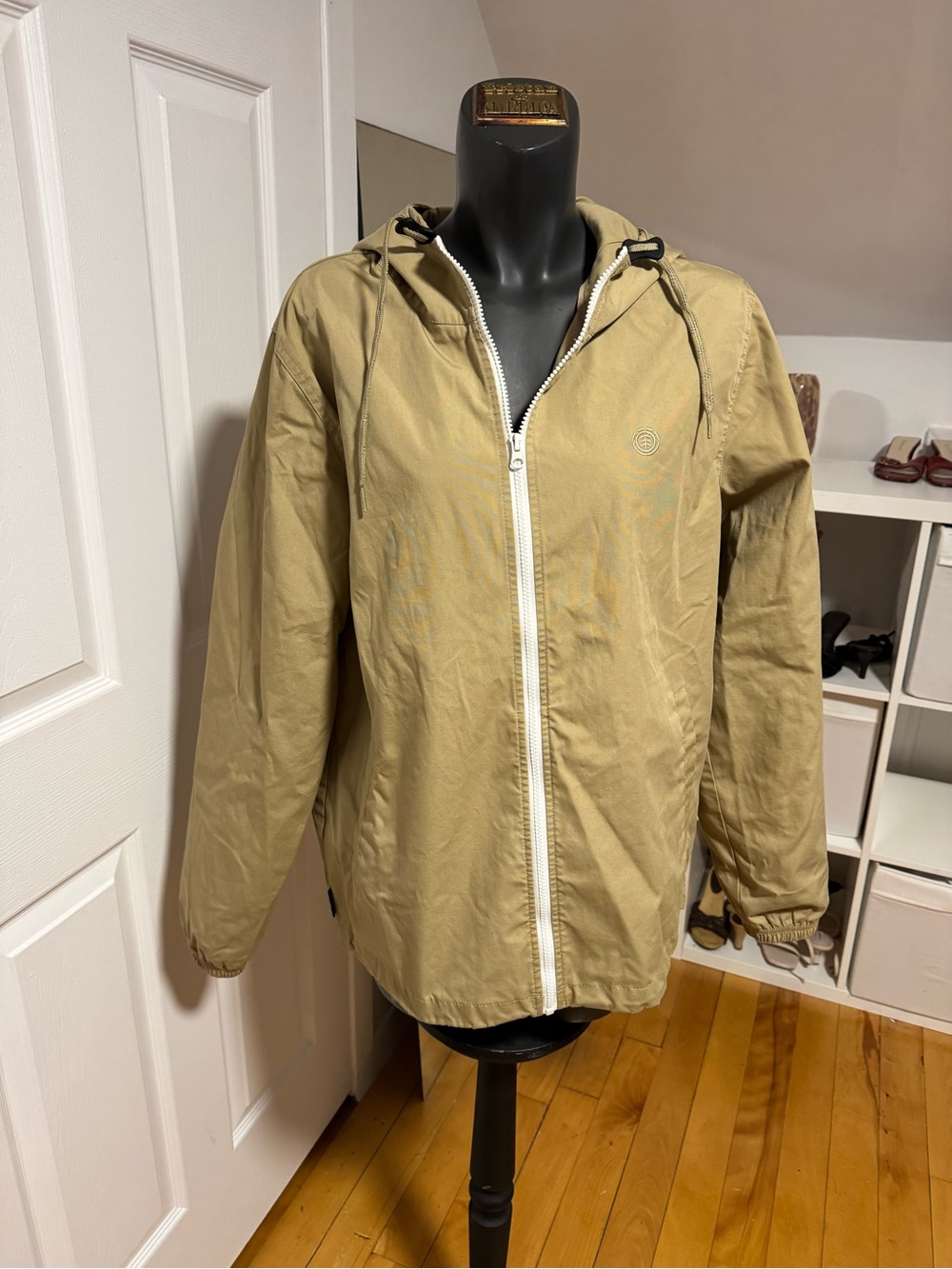 Men's Hooded Zip-Up Jacket in Beige